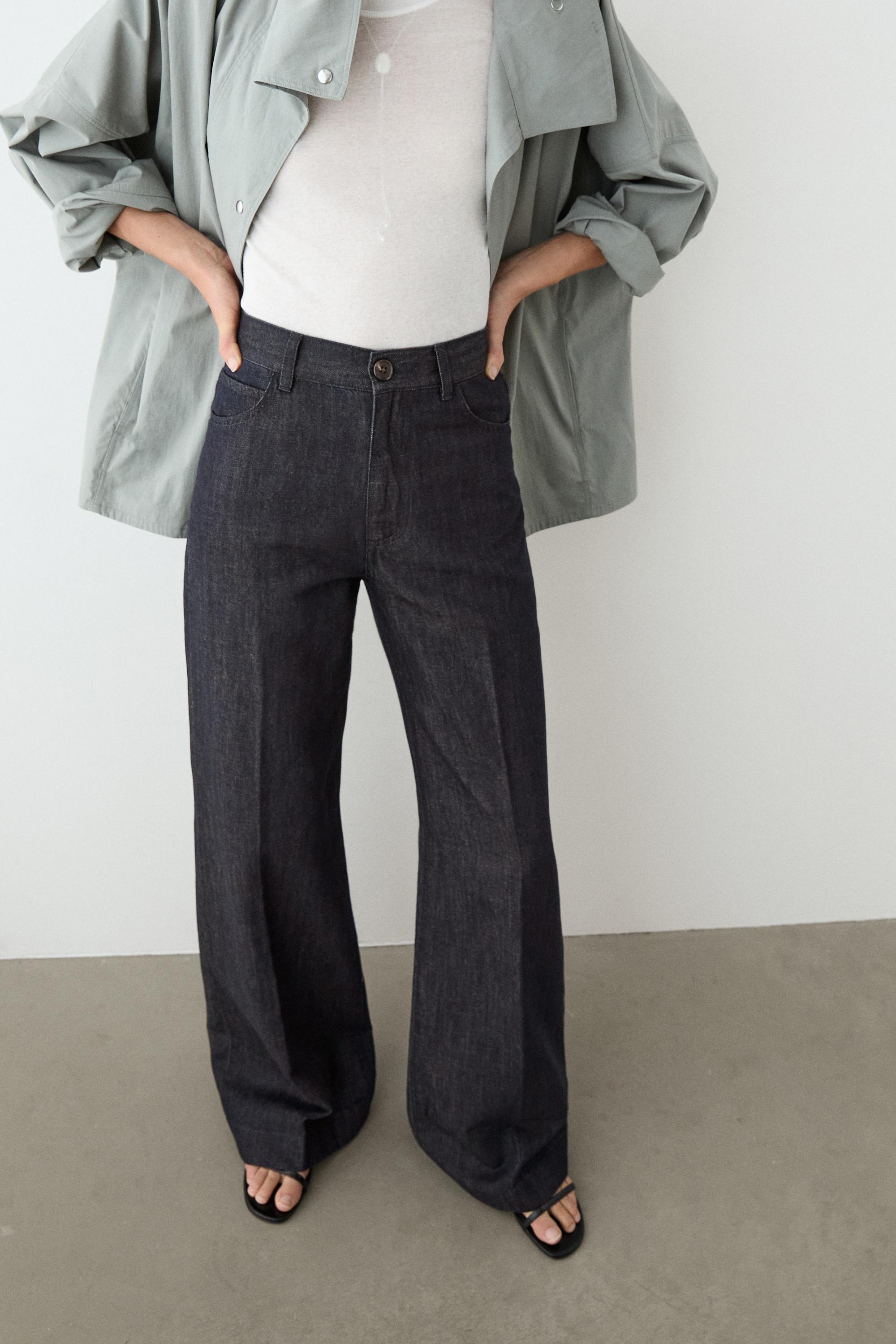 Pantalon palazzo denim taille haute